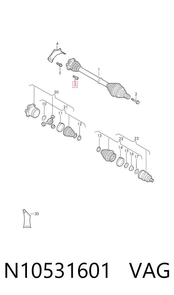 Parafuso de cabeça de motor (CBC) N10531601 VAG