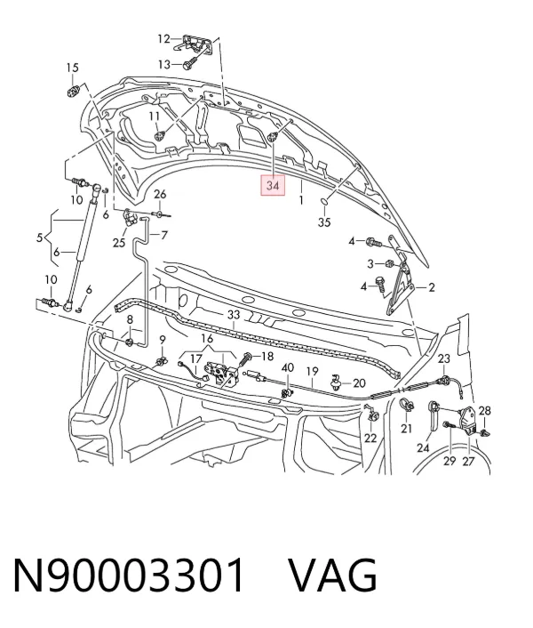 Pára-choque (grade de proteção) da capota N90003301 VAG