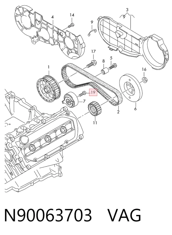 Correia do mecanismo de distribuição de gás, kit N90063703 VAG