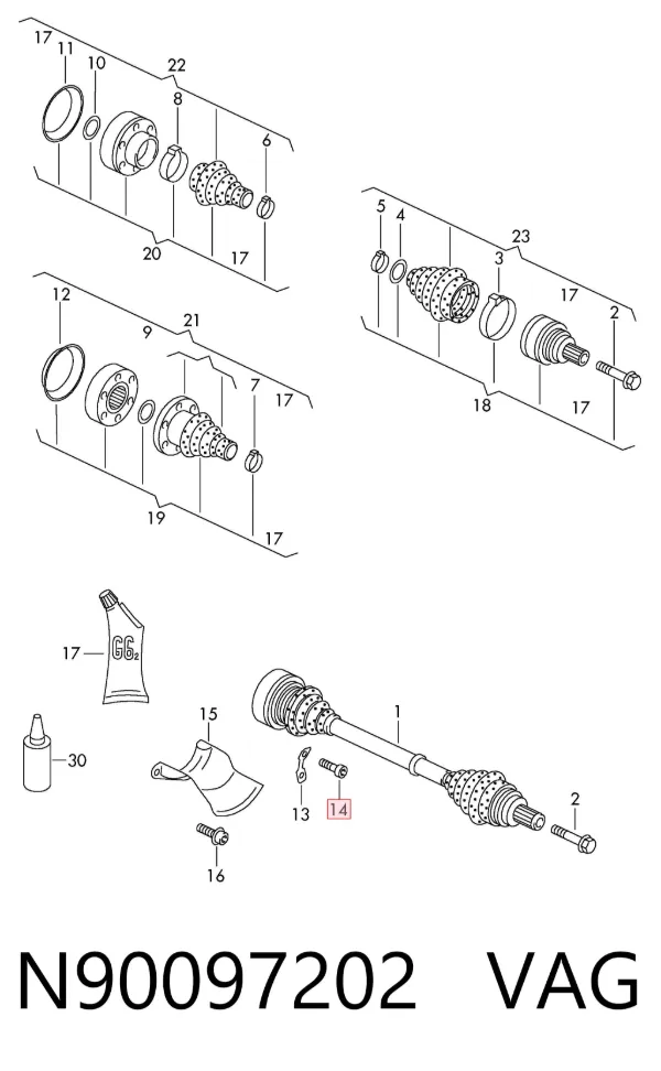 Parafuso de cabeça de motor (CBC) N90097202 VAG