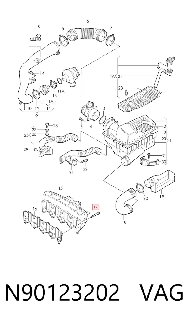 Parafuso de cabeça de motor (CBC) N90123202 VAG