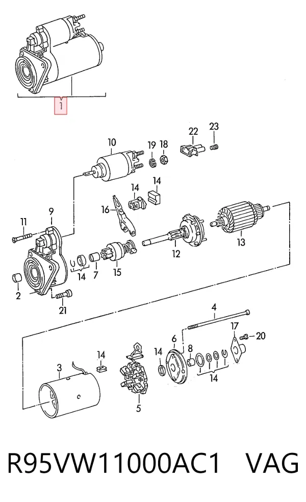 Motor de arranco R95VW11000AC1 VAG