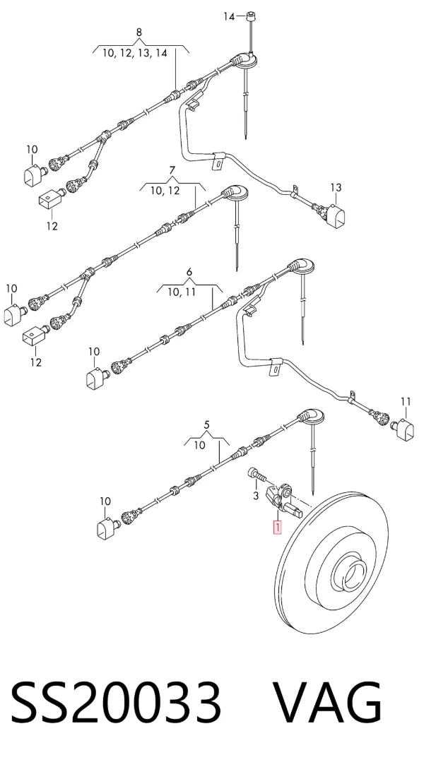 Sensor ABS traseiro esquerdo SS20033 VAG