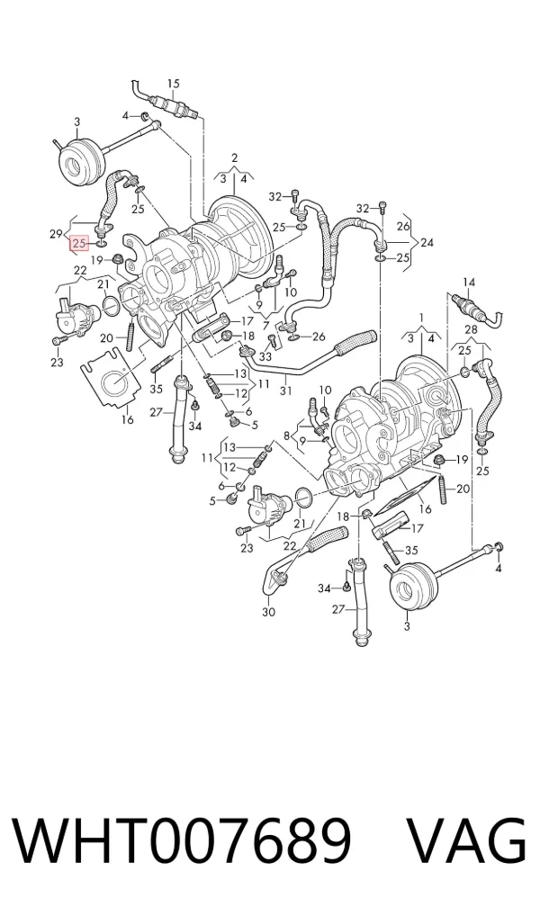 Vedante de mangueira de fornecimento de óleo de turbina WHT007689 VAG