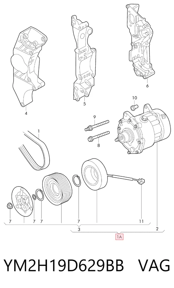 Compressor de aparelho de ar condicionado YM2H19D629BB VAG