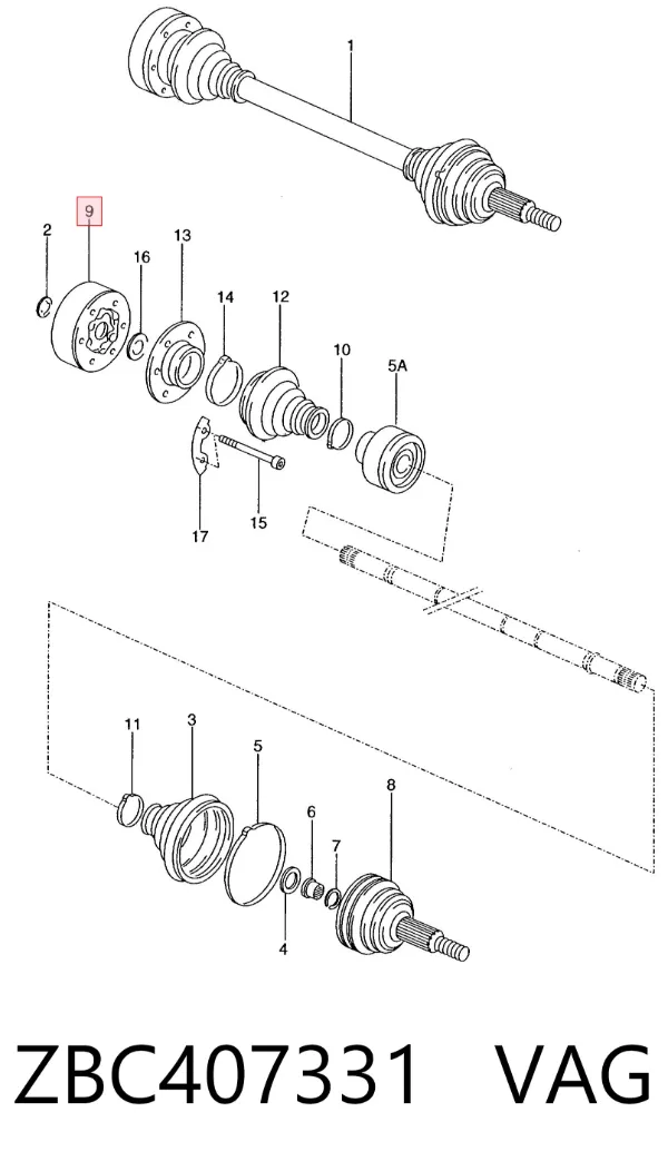 Junta homocinética interna dianteira ZBC407331 VAG