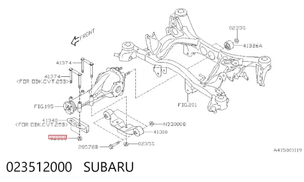 Porca de fixação de bloco silencioso do braço oscilante inferior traseiro 023512000 Subaru