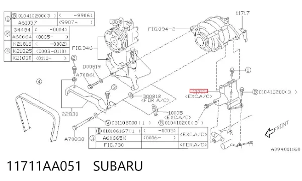 Consola do gerador 11711AA051 Subaru