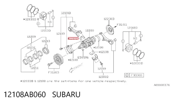 Folhas inseridas de cambota de biela, kit, padrão (STD) 12108AB060 Subaru
