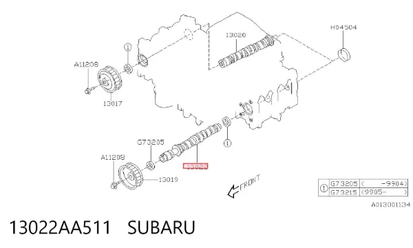 Árvore distribuidora esquerda de motor 13022AA511 Subaru