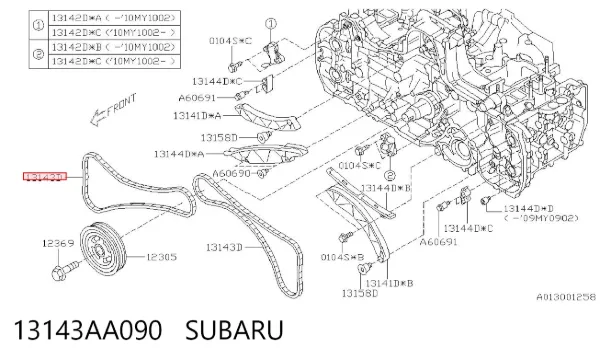 Cadeia do mecanismo de distribuição de gás Subaru Forester III