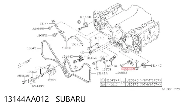 Amortecedor de cadeia do mecanismo de distribuição de gás 13144AA012 Subaru