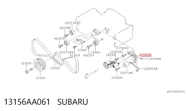 Consola de reguladora de tensão da correia de transmissão 13156AA061 Subaru
