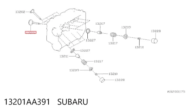 Válvula de admissão 13201AA391 Subaru