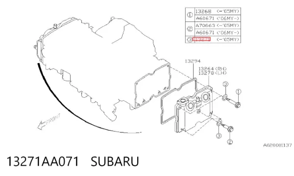 Parafuso da tampa de válvulas CBC 13271AA071 Subaru