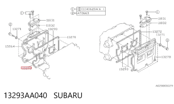Vedante da tampa de válvulas de motor, anel 13293AA040 Subaru
