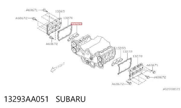Vedante da tampa de válvulas de motor, anel 13293AA051 Subaru
