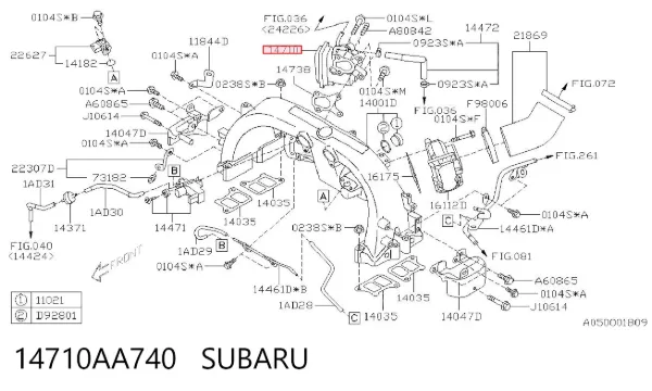 Válvula EGR de recirculação dos gases 14710AA740 Subaru