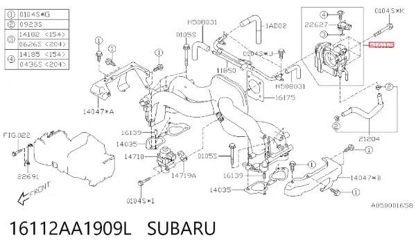 Válvula de borboleta montada 16112AA1909L Subaru