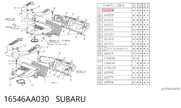 Filtro de ar 16546AA030 Subaru