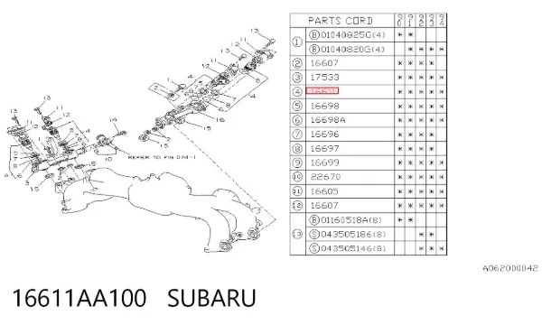 Injetor de injeção de combustível Subaru Impreza I