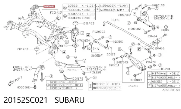 Viga de suspensão traseira (plataforma veicular) 20152SC021 Subaru
