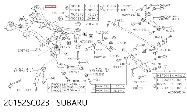 Viga de suspensão traseira (plataforma veicular) 20152SC023 Subaru