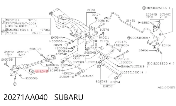 Bloco silencioso dianteiro de braço oscilante traseiro longitudinal 20271AA040 Subaru