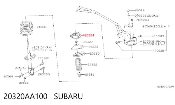 Suporte de amortecedor dianteiro 20320AA100 Subaru
