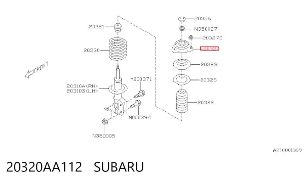 Suporte de amortecedor dianteiro 20320AA112 Subaru