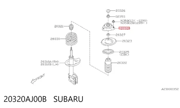 Suporte de amortecedor dianteiro 20320AJ00B Subaru