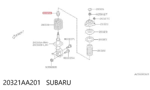Pára-choque (grade de proteção) de amortecedor dianteiro 20321AA201 Subaru