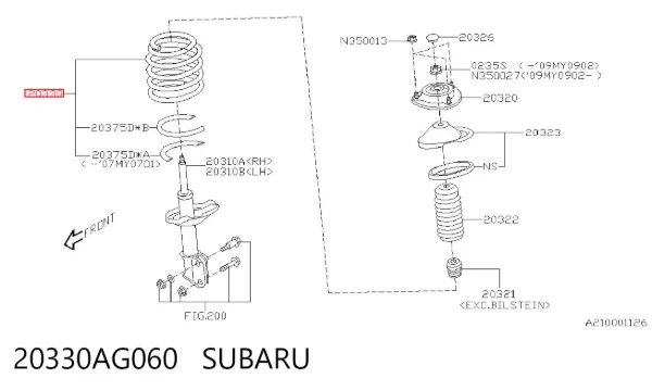Mola dianteira 20330AG060 Subaru
