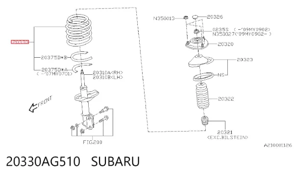 Mola dianteira 20330AG510 Subaru