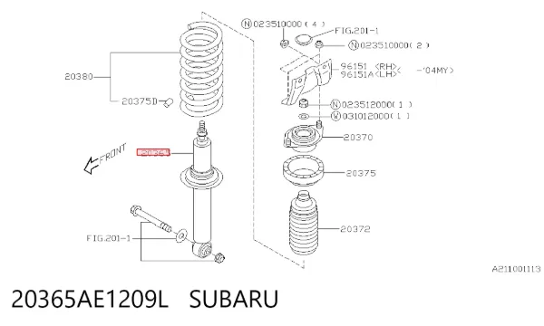 Amortecedor traseiro 20365AE1209L Subaru