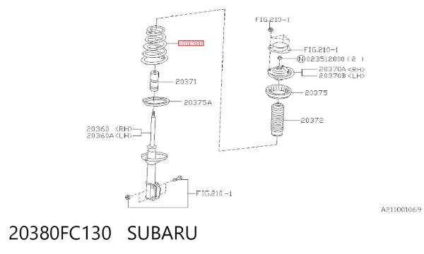 Mola traseira 20380FC130 Subaru