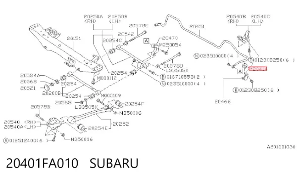 Bucha de estabilizador traseiro 20401FA010 Subaru