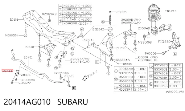 Bucha de estabilizador dianteiro 20414AG010 Subaru