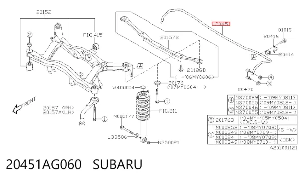 Estabilizador traseiro Subaru Outback III