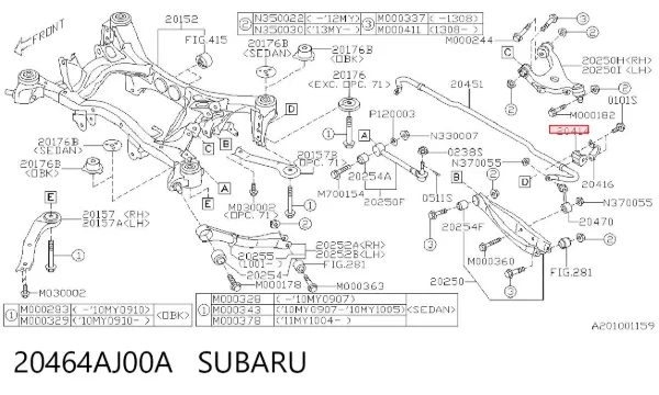 Bucha de estabilizador traseiro 20464AJ00A Subaru