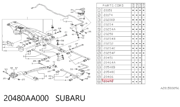 Montante de estabilizador traseiro Subaru Legacy I