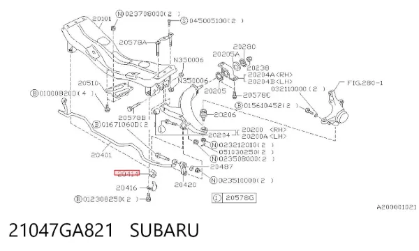 Bucha de estabilizador dianteiro 21047GA821 Subaru