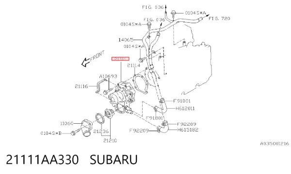 Bomba de água (bomba) de esfriamento 21111AA330 Subaru