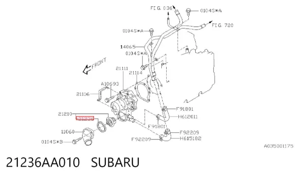 Vedante de termostato 21236AA010 Subaru