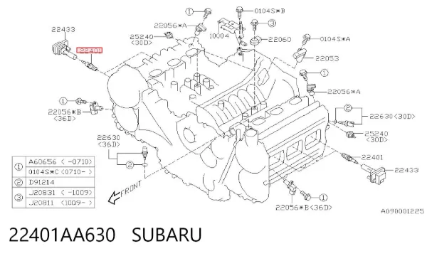 Vela de ignição 22401AA630 Subaru