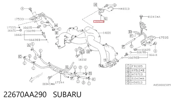 Regulador de pressão de combustível na régua de injectores Subaru Outback III