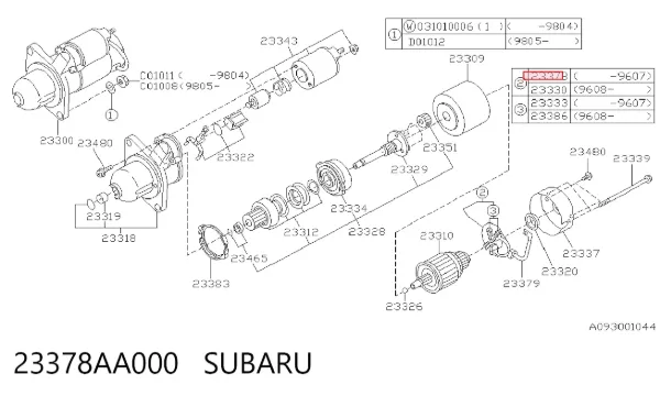 Porta-escovas do motor de arranco 23378AA000 Subaru