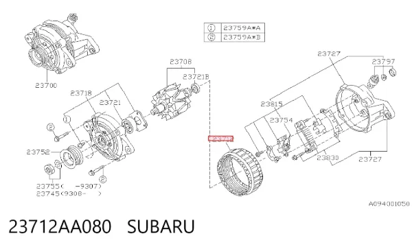 Enrolamento do gerador, estator 23712AA080 Subaru