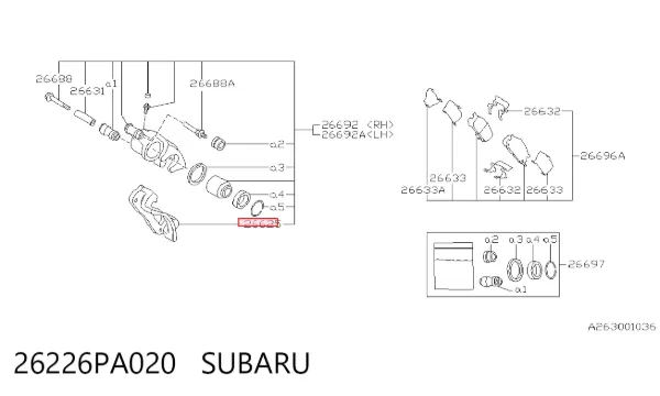 Braçadeira do freio de suporte traseiro 26226PA020 Subaru
