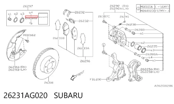 Bucha da guia de suporte dianteira 26231AG020 Subaru